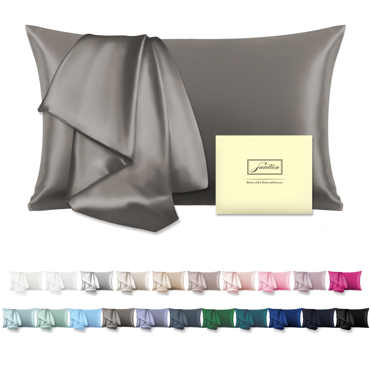 Natural Mulberry Silk Pillowcase With Hidden Zipper For Hair And Skin Standard Size 20'X 26' Soft Breathable Smooth Cooling Pi