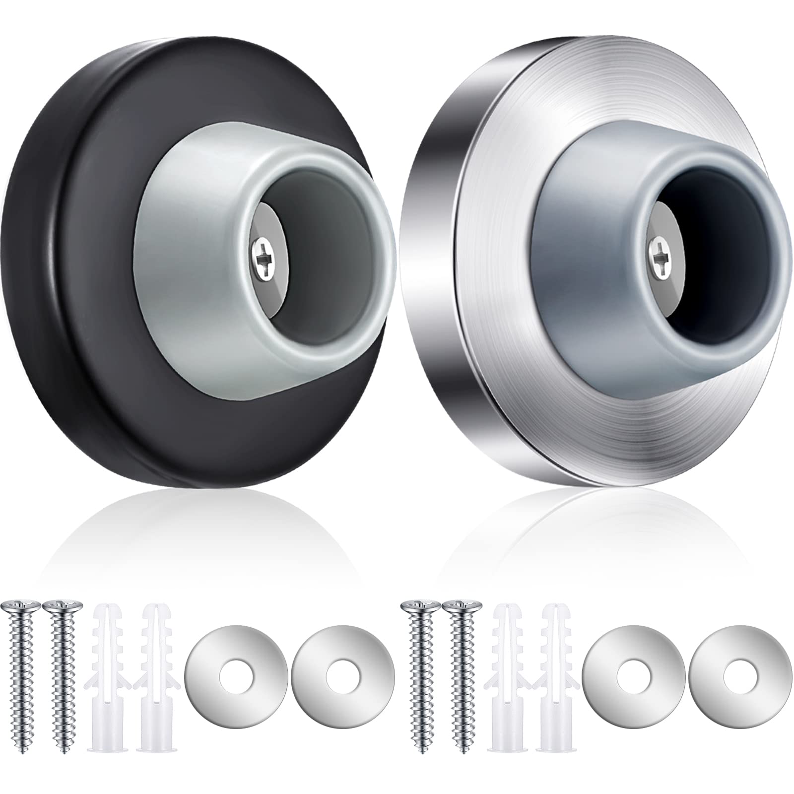 Concave Wall Door Stopper Door Bumper Stainless Steel Wall Protector Door Stops Wall Mount Flush Bumper With Grey Rubber Concave