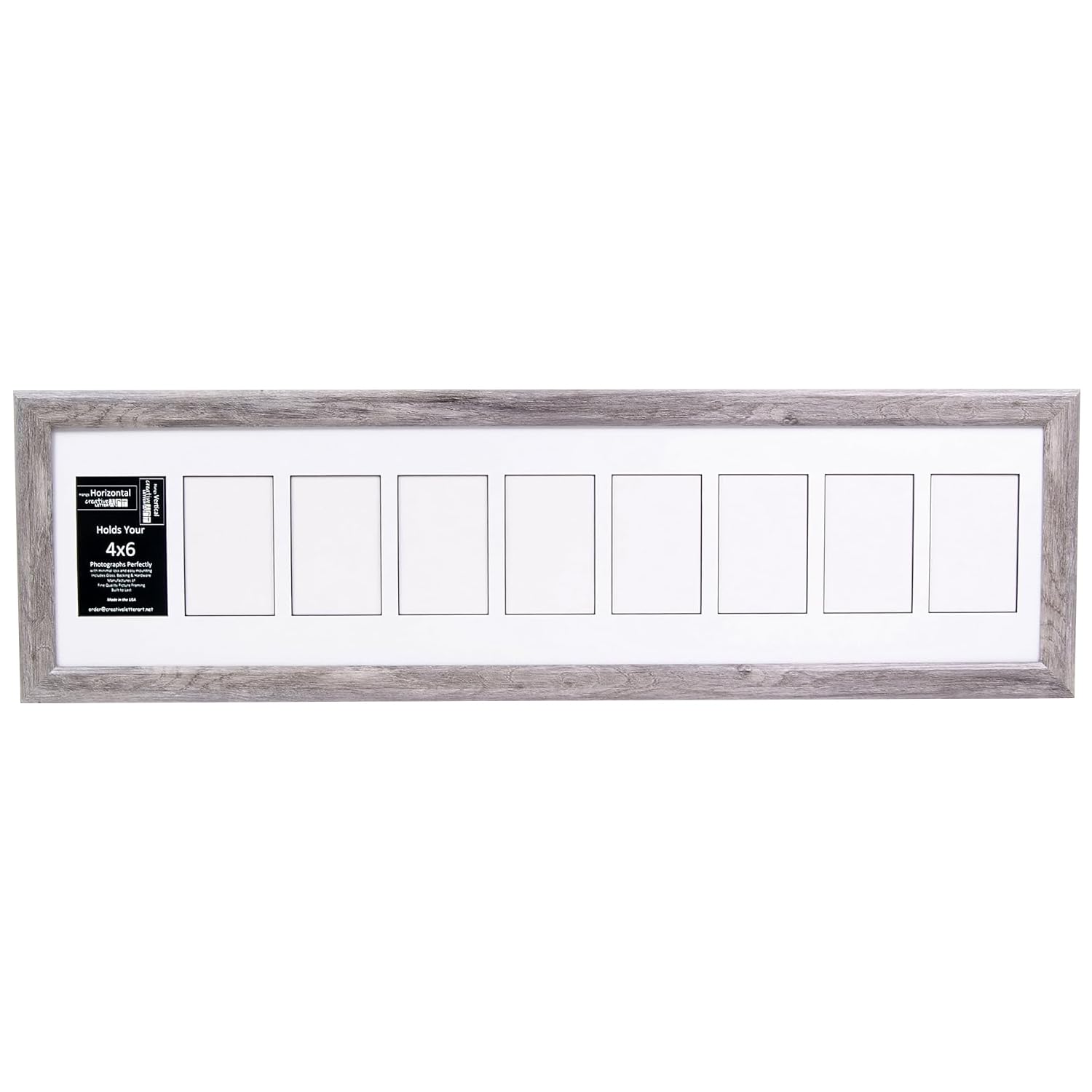 Creative Letter Art 4    x 6    Multiple Opening Picture Frame Collage with 9 holes, Hamptons Driftwood Grey Frame with 10 x 40-