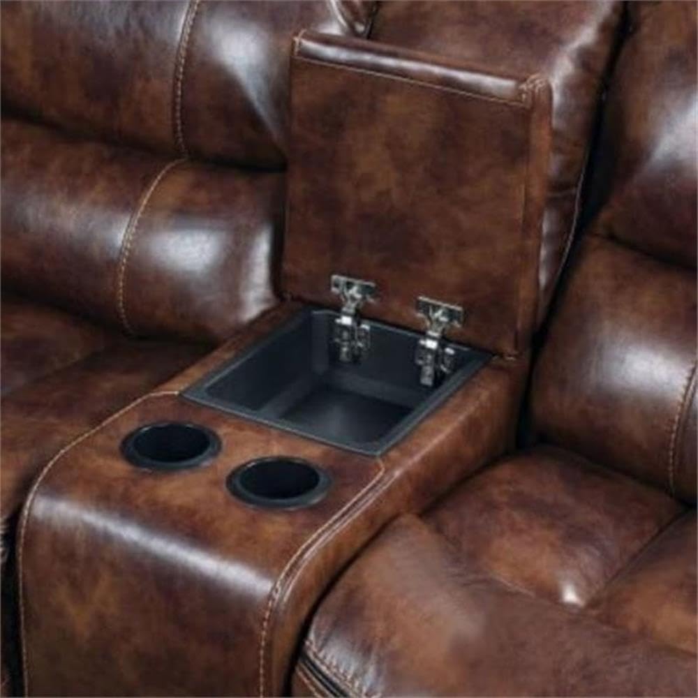 Acme Brax 6 Piece Faux Leather Reclining Sectional Set in Brown