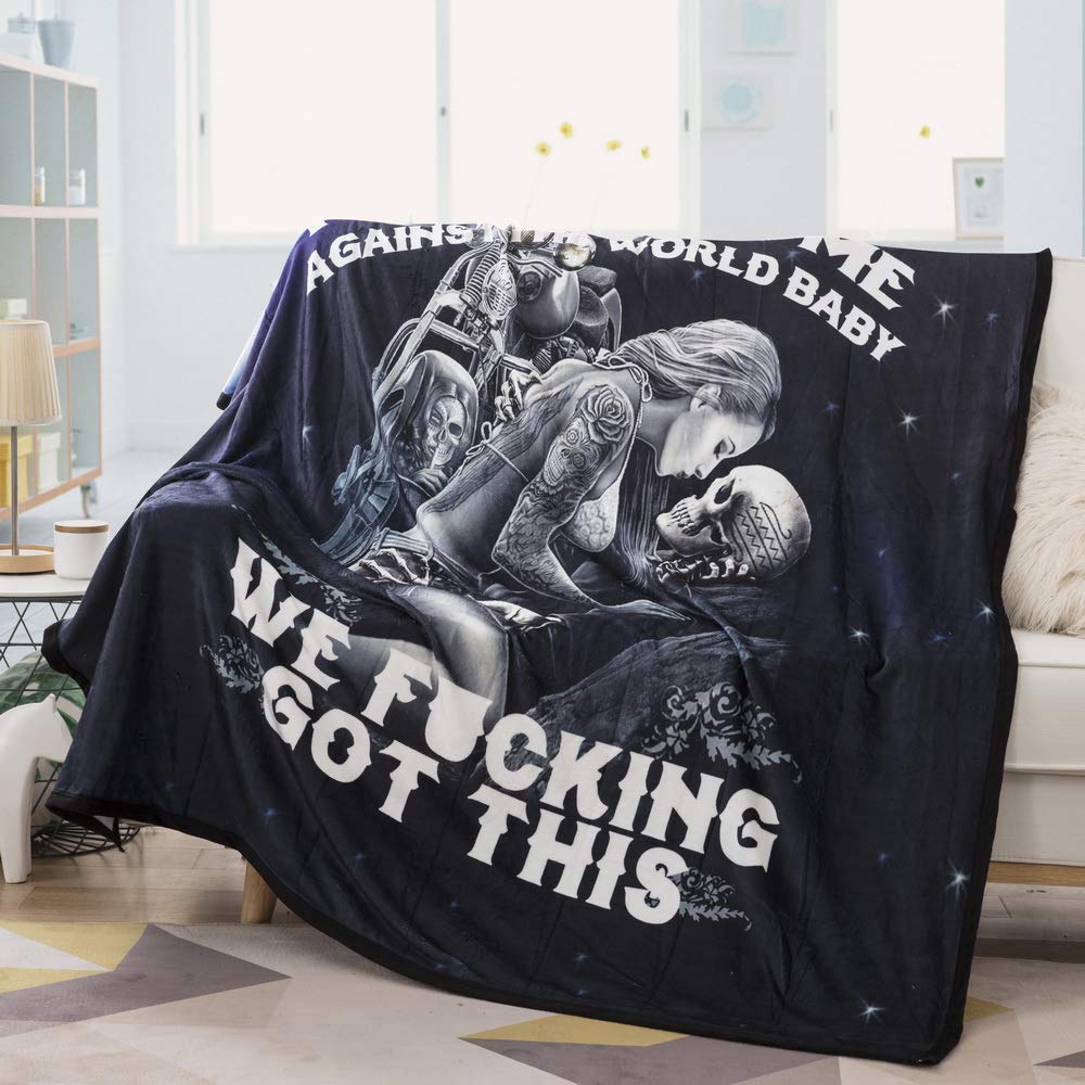 Meikeren Ride Or Die Motorcycle Biker Lovers Luxury Royal Plush Blanket 60'X 80' Inch Soft Blanket