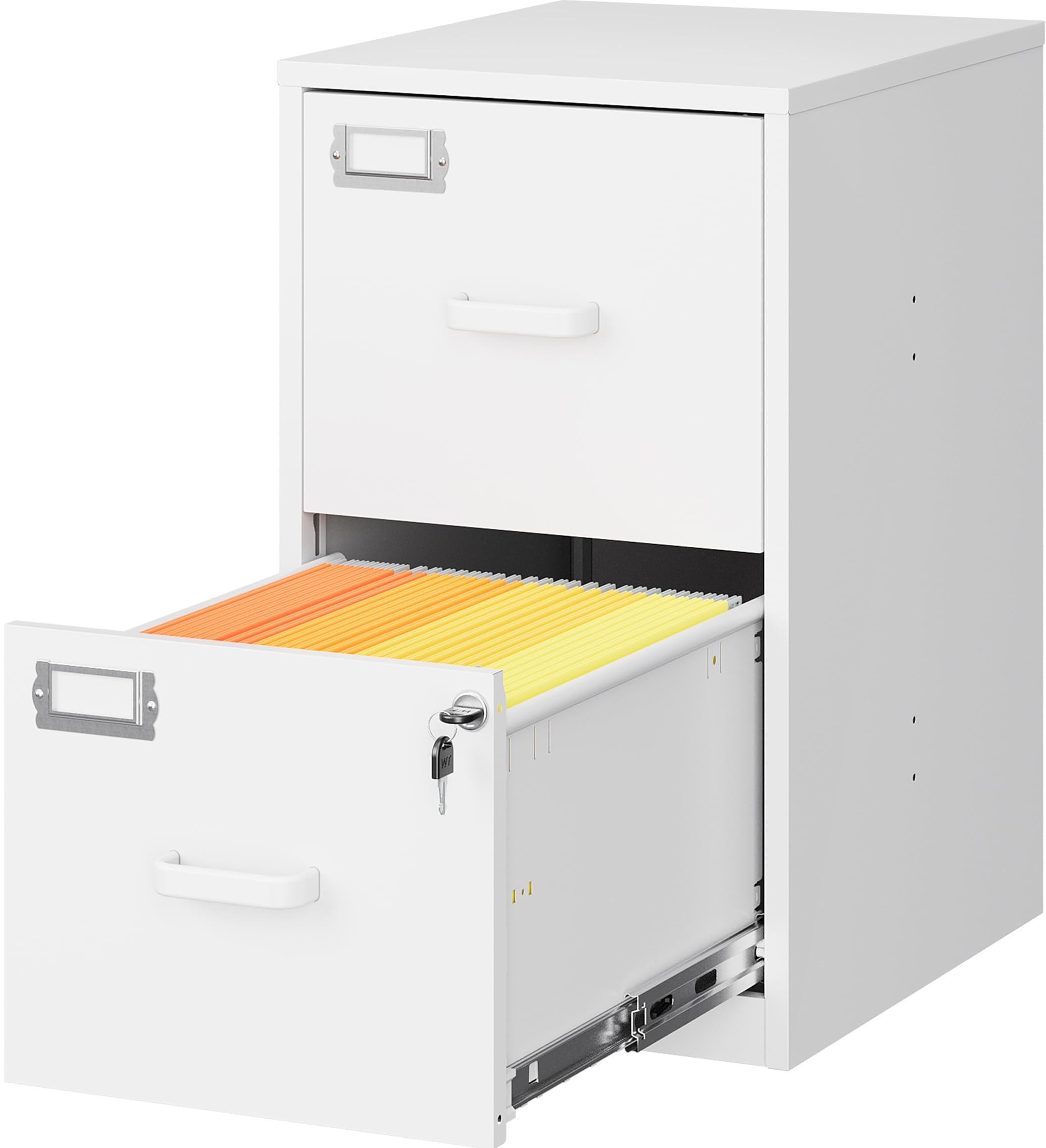 SISESOL 2 Drawer File Cabinet with Lock and Tag,Narrow Two Drawer Filing Cabinet,Vertical Metal File Cabinets,White Small Filing
