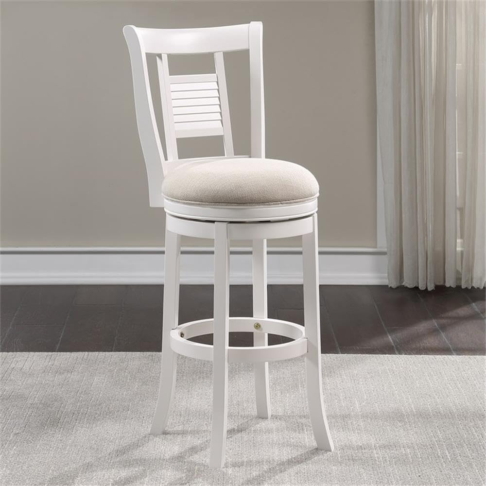 American Woodcrafters Grove White Solid Wood Swivel 30-Inch Bar Stool - Thumbnail 2