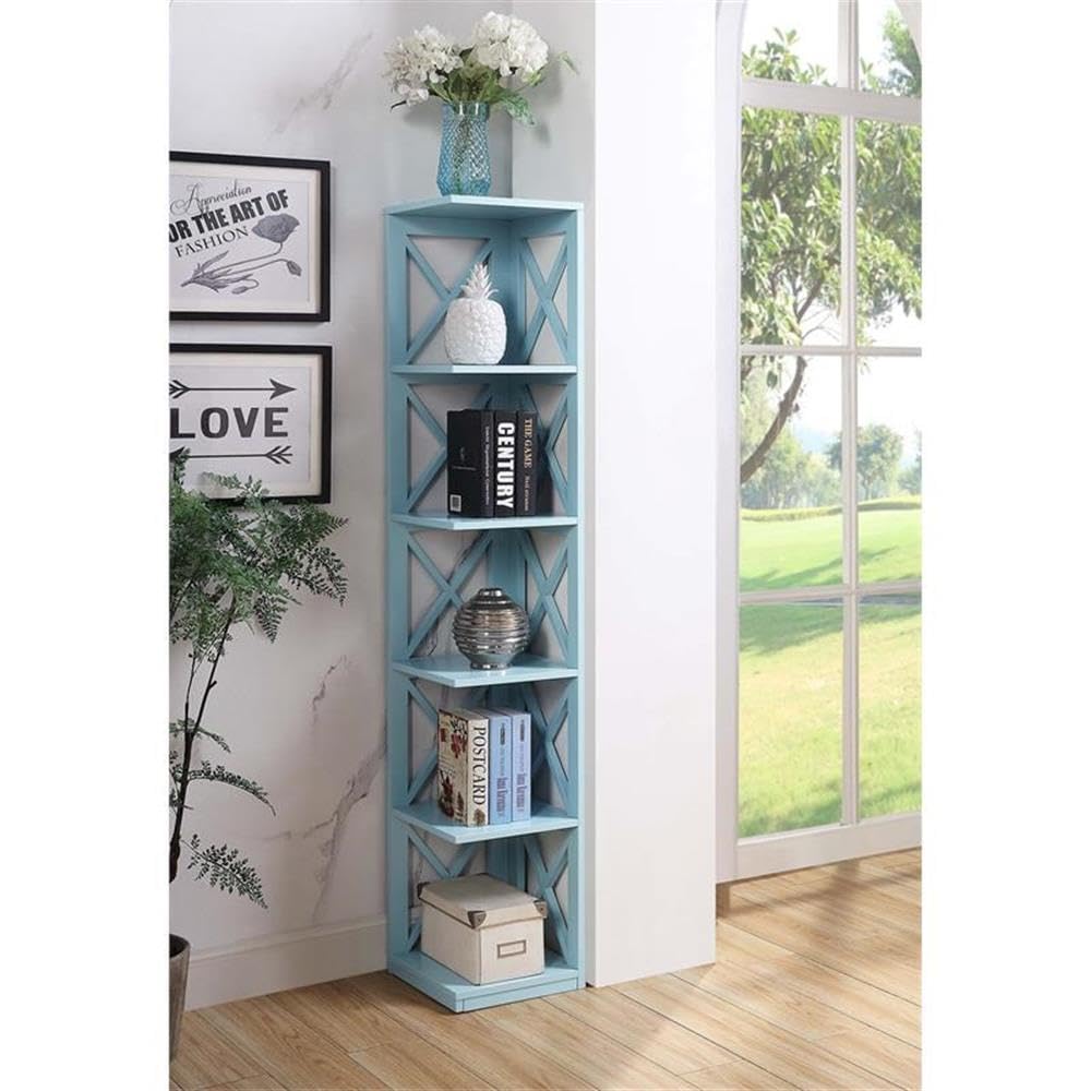 Convenience Concepts Oxford 5 Tier Corner Bookcase, Sea Foam