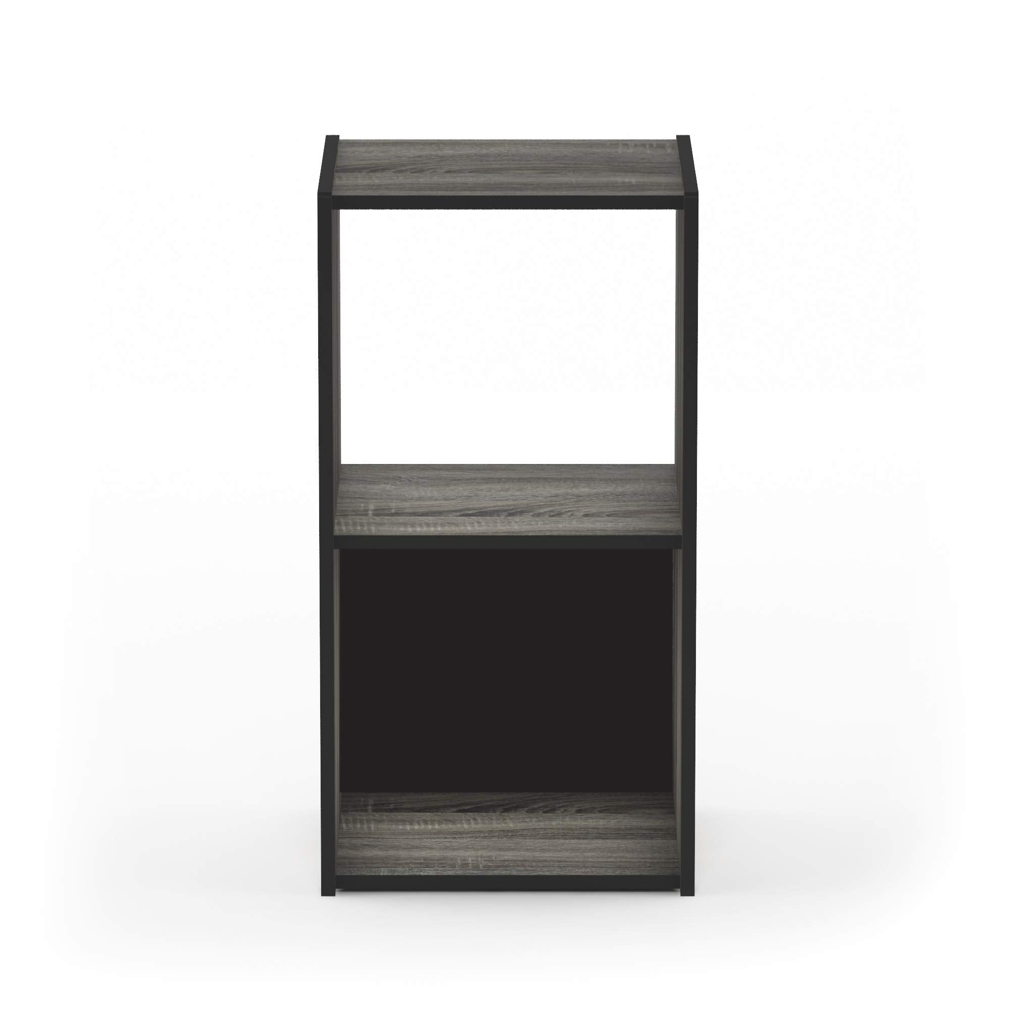 Furinno Pelli Cubic Storage Cabinet, 2x1, French Oak Grey/Black