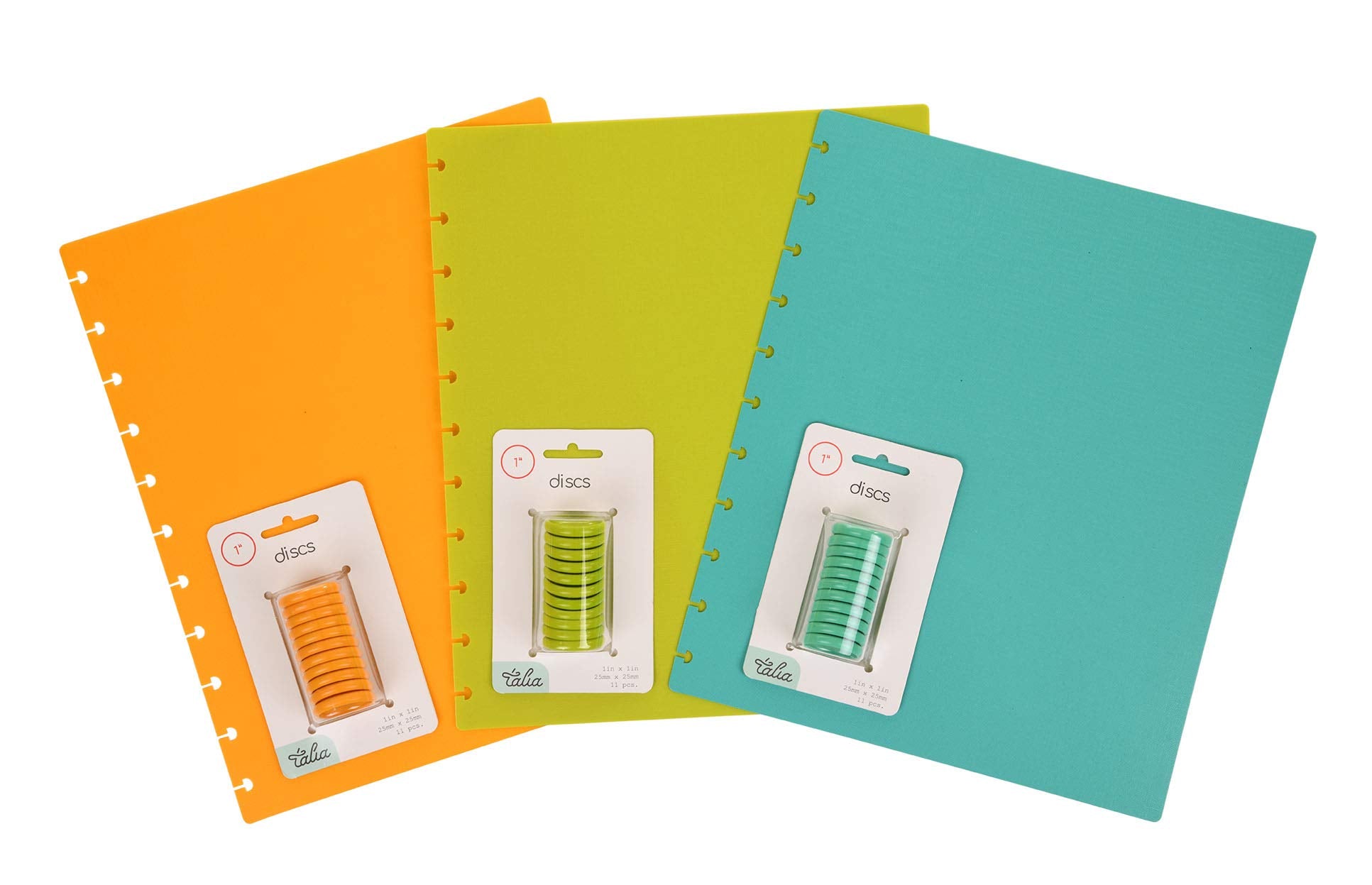 Talia Discbound Notbook - Cover And Disc Set (Set 4 (3Pk), Letter Set) - Celestial Turquoise, Verdant Green, Bbq Mustard