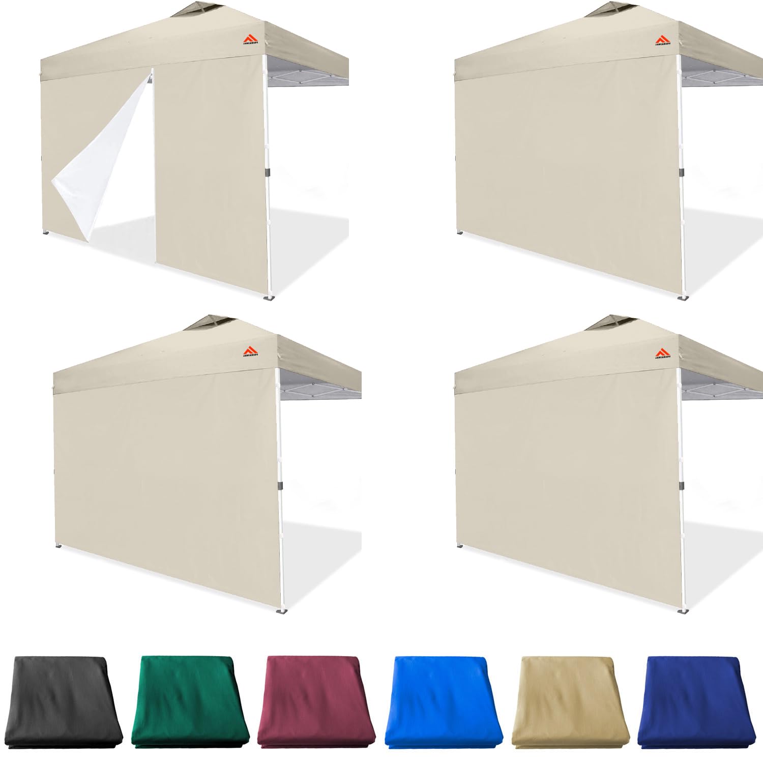 Jancanopy Beige Sidewall For 10X10 Canopy Frame, 3 Pack Sunwall And 1Pack Door Only, (With Zippers)