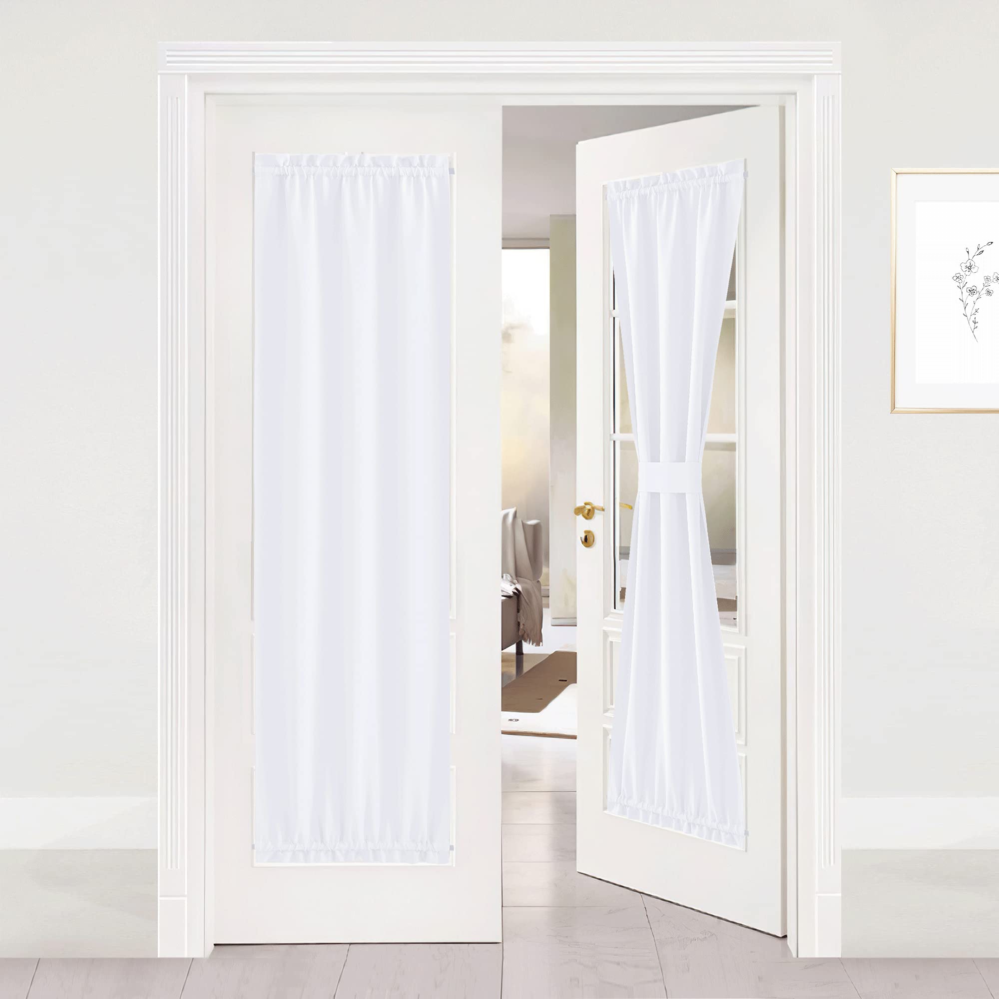 NICETOWN Pure White Sidelight Door Panel - 50% Sunlight Blocking Thermal Insulated French Door Drapery Panel for Privacy (25 Wid