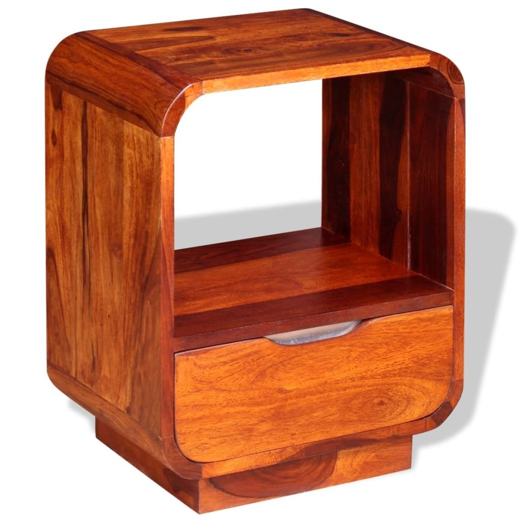 vidaXL Nightstand with Drawer Solid Sheesham Wood 15.7&quot;x11.8&quot;x19.7&quot;