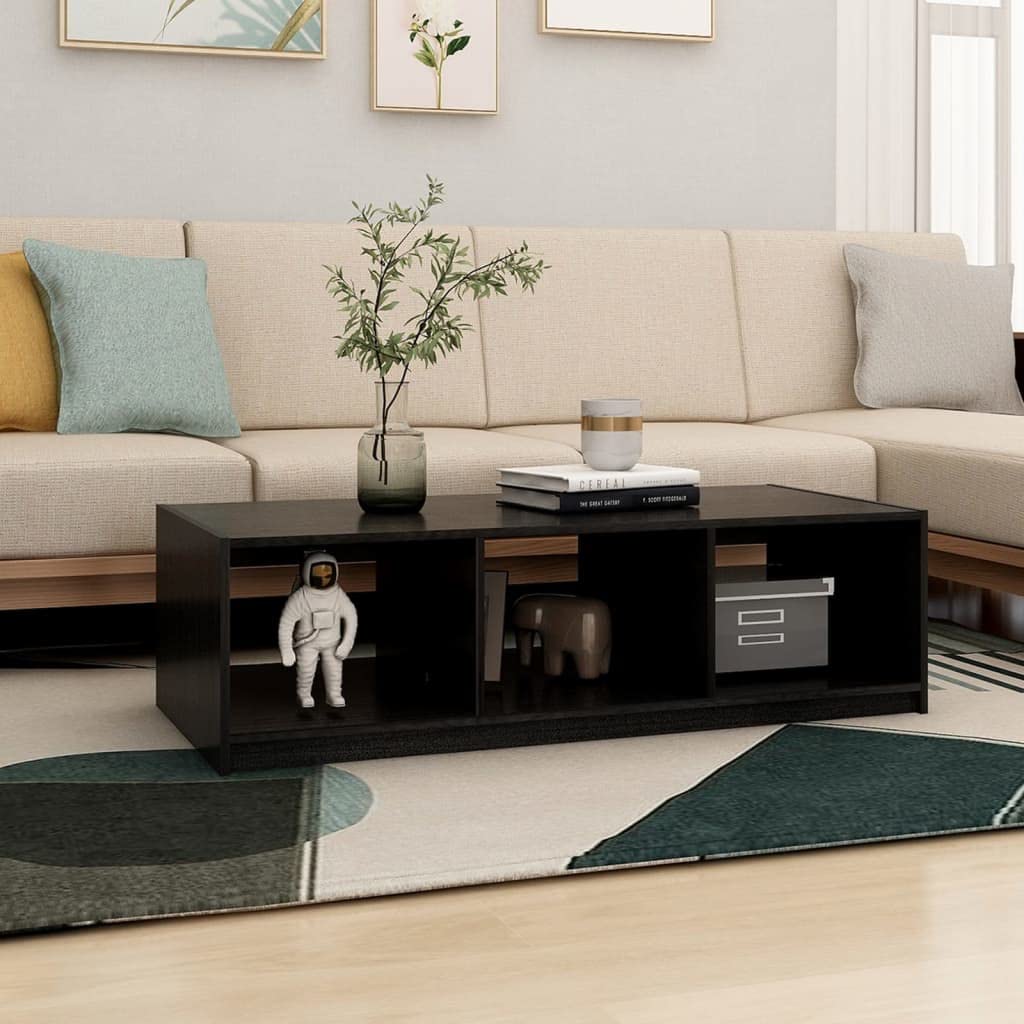 Vidaxl Coffee Table Black 43.3"X19.7"X13.4" Solid Pinewood