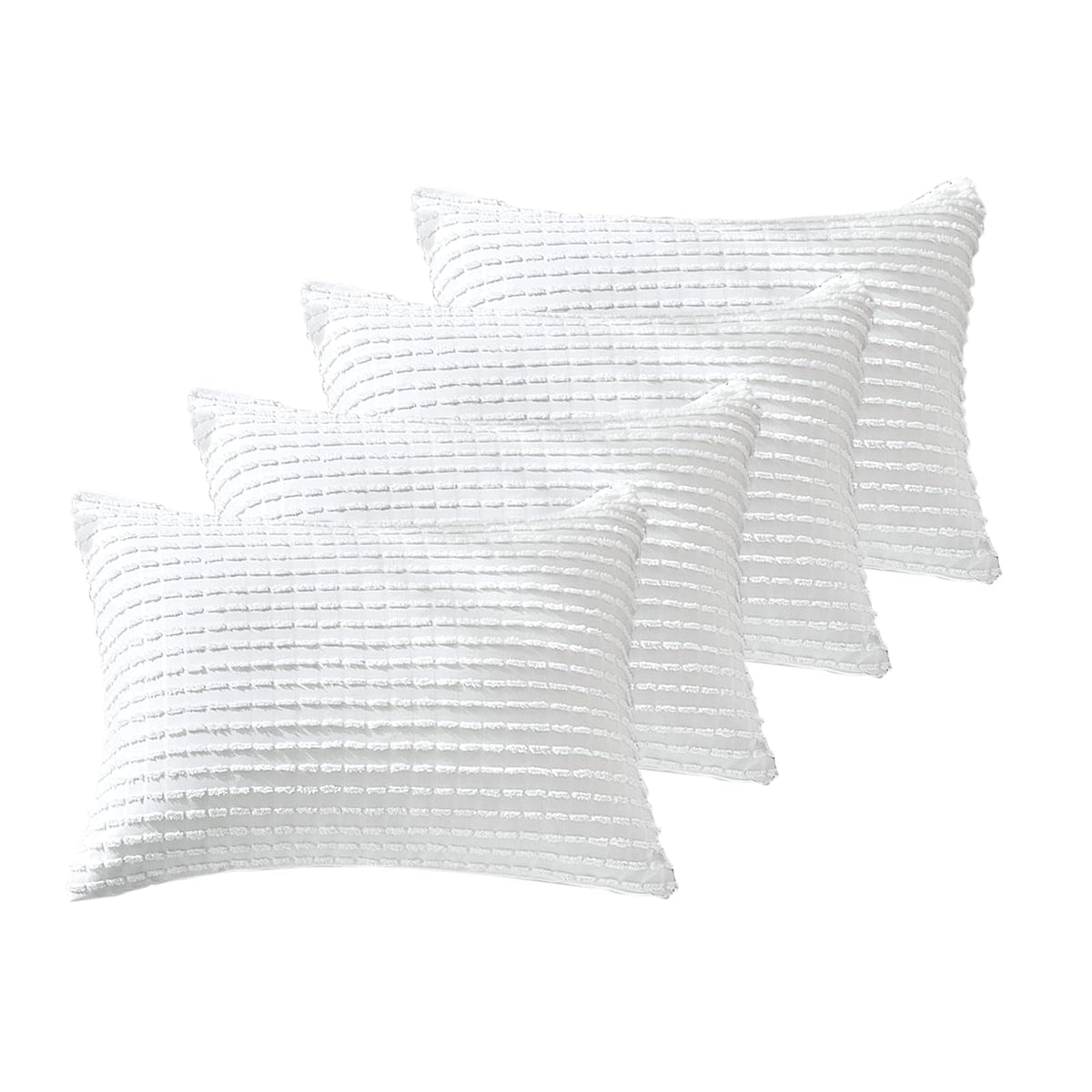 Warmdern White Pillow Covers King Pillow Cases Soft Microfiber Pillow Cases Set Of 4 Boho Textured Pillowcase With Envelope Clos