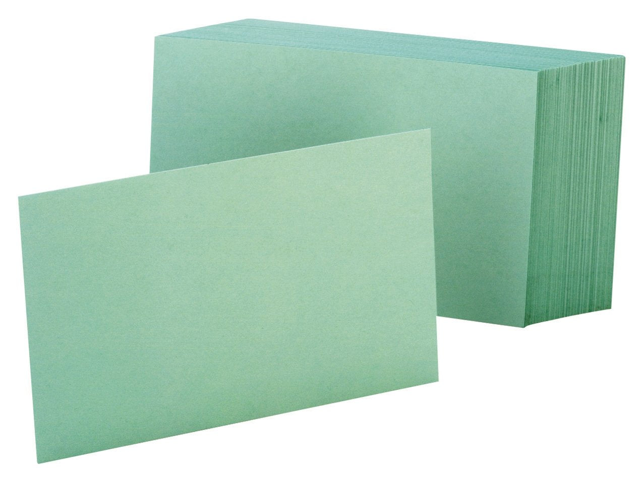 Oxford Blank Color Index Cards, 3' X 5', Green, 100 Per Pack (7320 Gre)