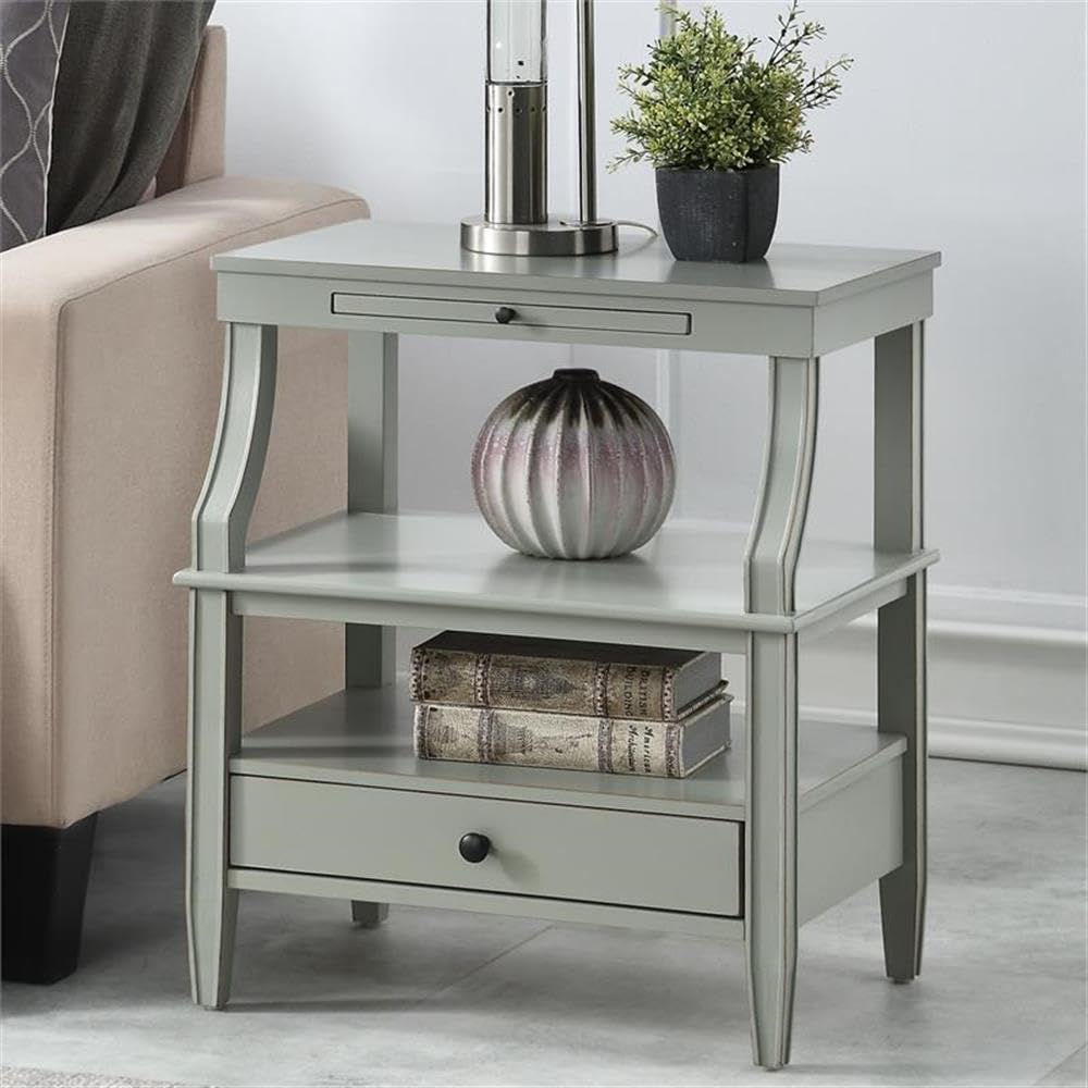 Comfort Pointe Newton Antique Gray Wood 1-Drawer Storage Nightstand