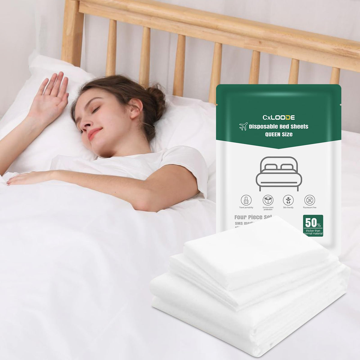 4 Pcs Disposable Bed Sheet For Travel, Disposable Sheet Queen Size With Quilt Cover And Pillowcase, Disposable Sheet Bedding, Di