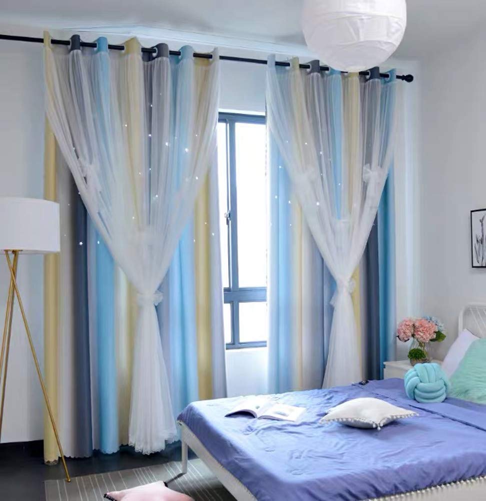 Yancorp Curtains for Girls Bedroom Kids Room Curtain Colorful Window Nursery Curtain 84 inches Length Room Darkening Grommet 2 L