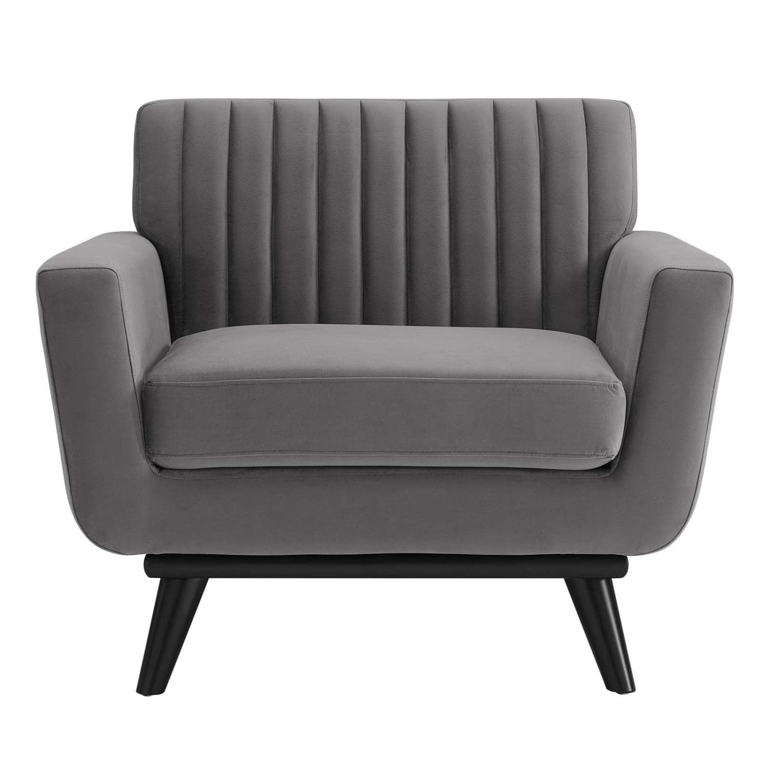 Modway Engage Channel Tufted Performance Velvet Armchair in Gray