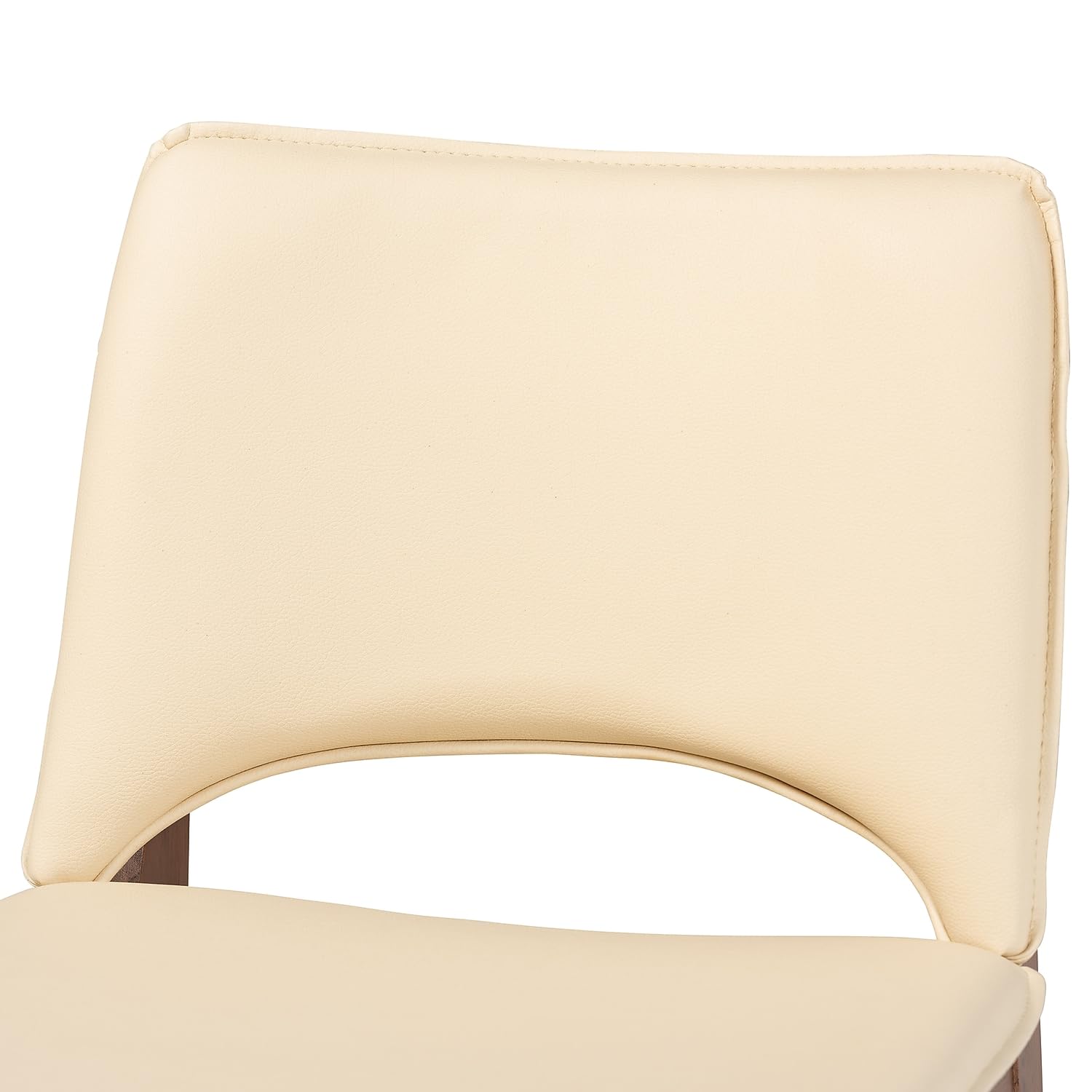 Baxton Studio Afton Mid-Century Faux Leather Dining Chair, Beige and Walnut Brown, 2/Set (188-2PC-11660HT)
