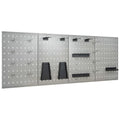 vidaXL Metal Pegboard Wall Panels for Tools - 4 Pcs Set, Steel Tool Holder for Workbench, Garage Storage, 15.7x22.8 - Gray