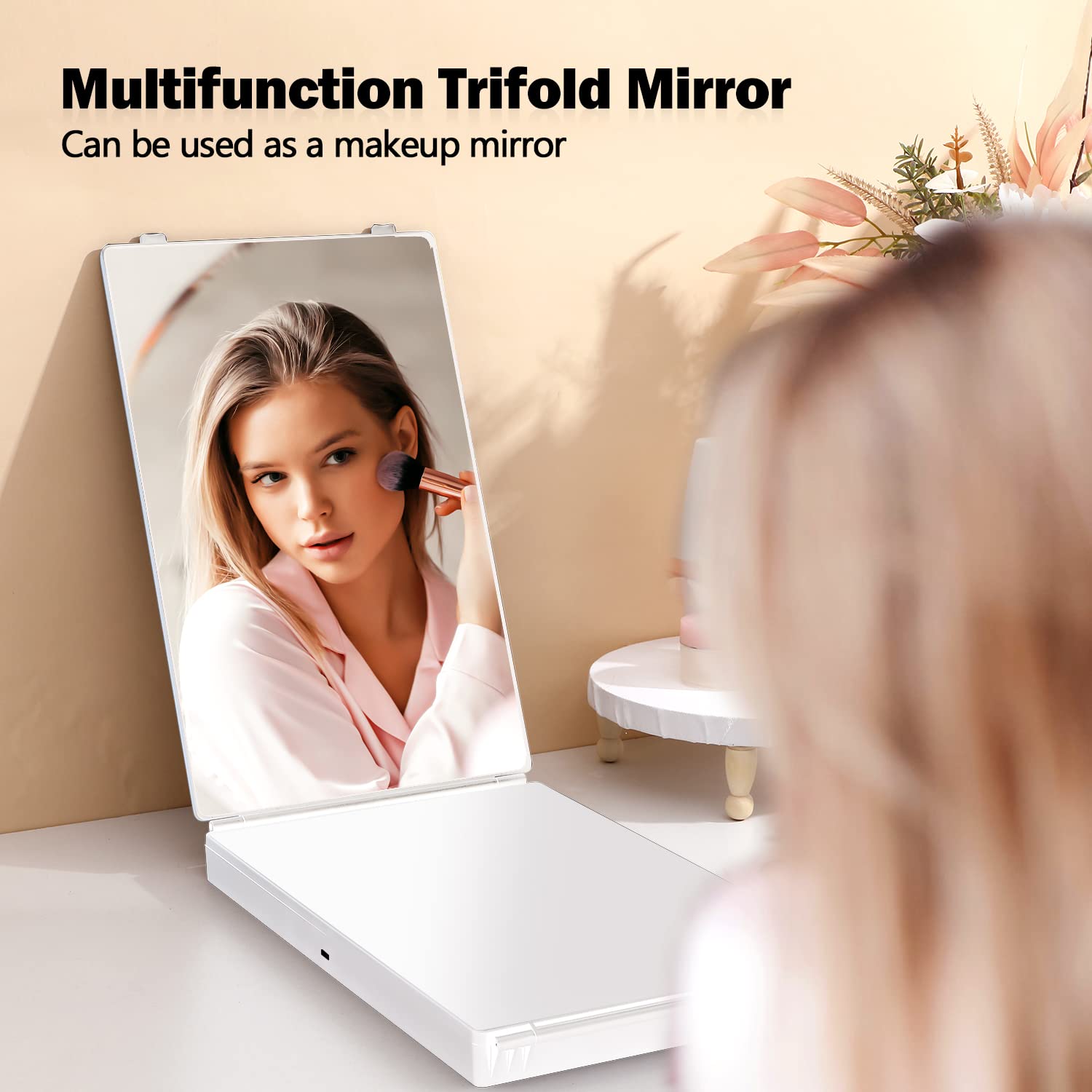 Janmpask Led 3 Way Mirror For Self Hair Cutting Mirror Vanity Mirror Barber Supplies Accessories 360 Makeup Mirror With Light Tr