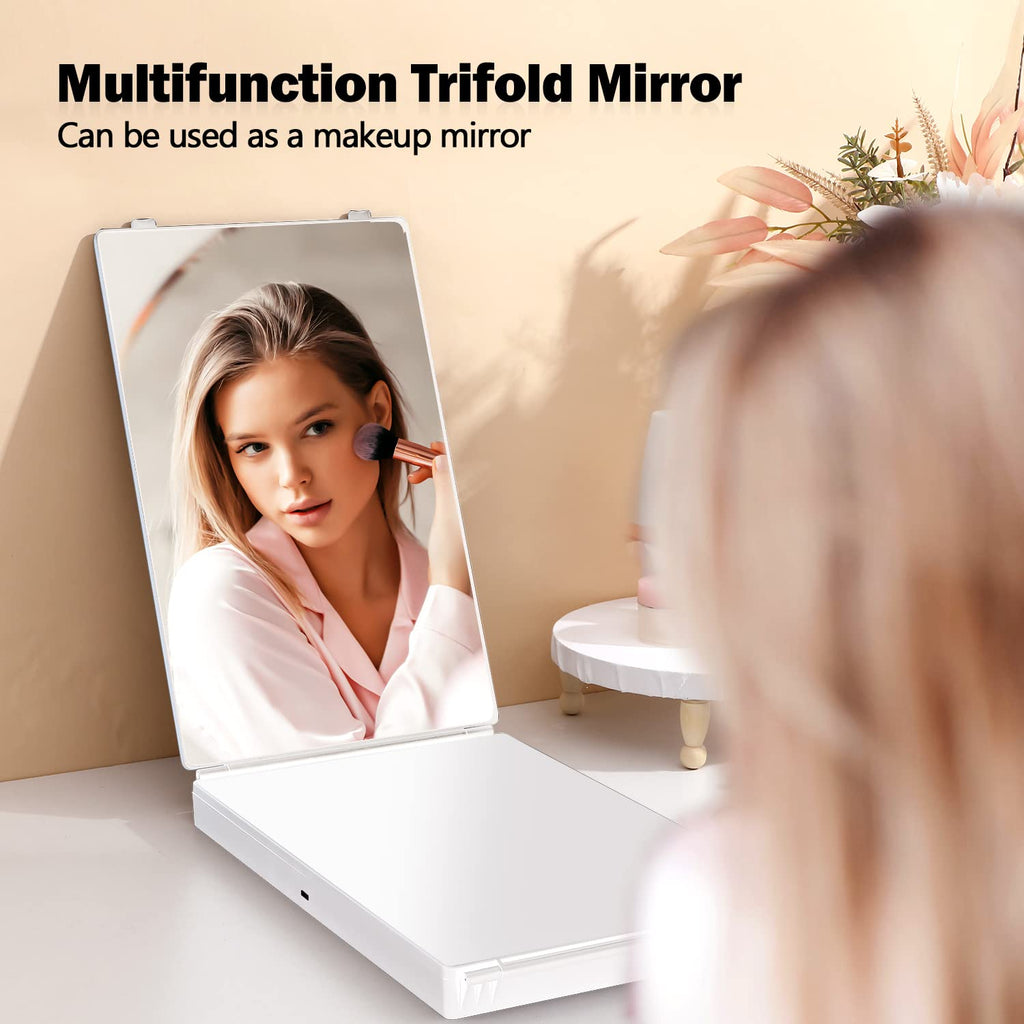 Janmpask Led 3 Way Mirror For Self Hair Cutting Mirror Vanity Mirror Barber Supplies Accessories 360 Makeup Mirror With Light Tr