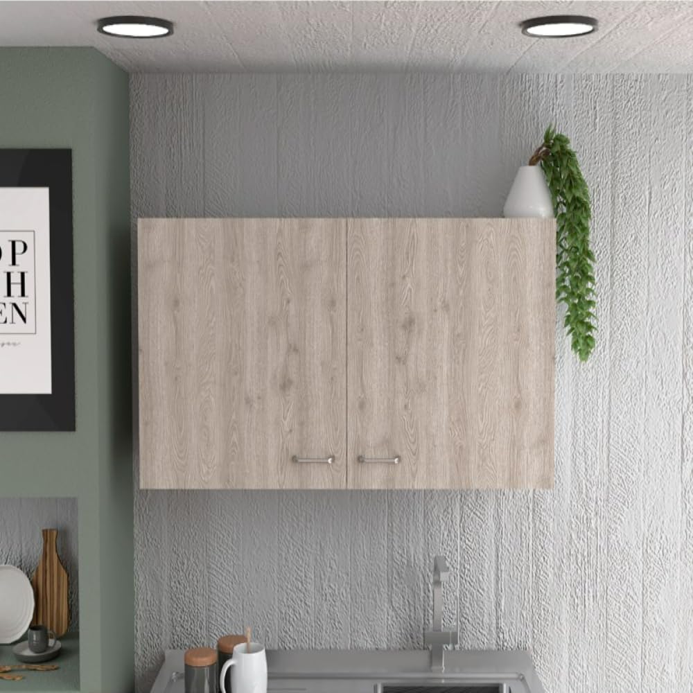 Wall Cabinet Toran, Two Shelves, Double Door - White/Light Gray