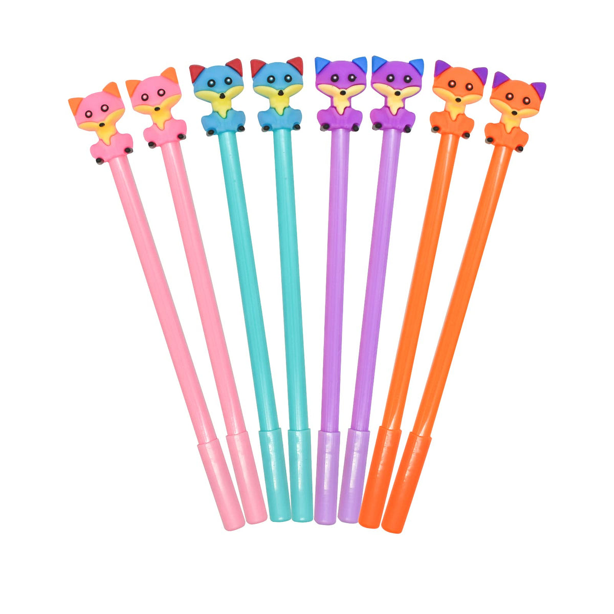 Lopenle 12Pcs Kawaii Fox Pens Novelty Animal Gel Pen Foxes Rollerball Pen 0.5Mm Black Ink For School Home Office Stationery Stor