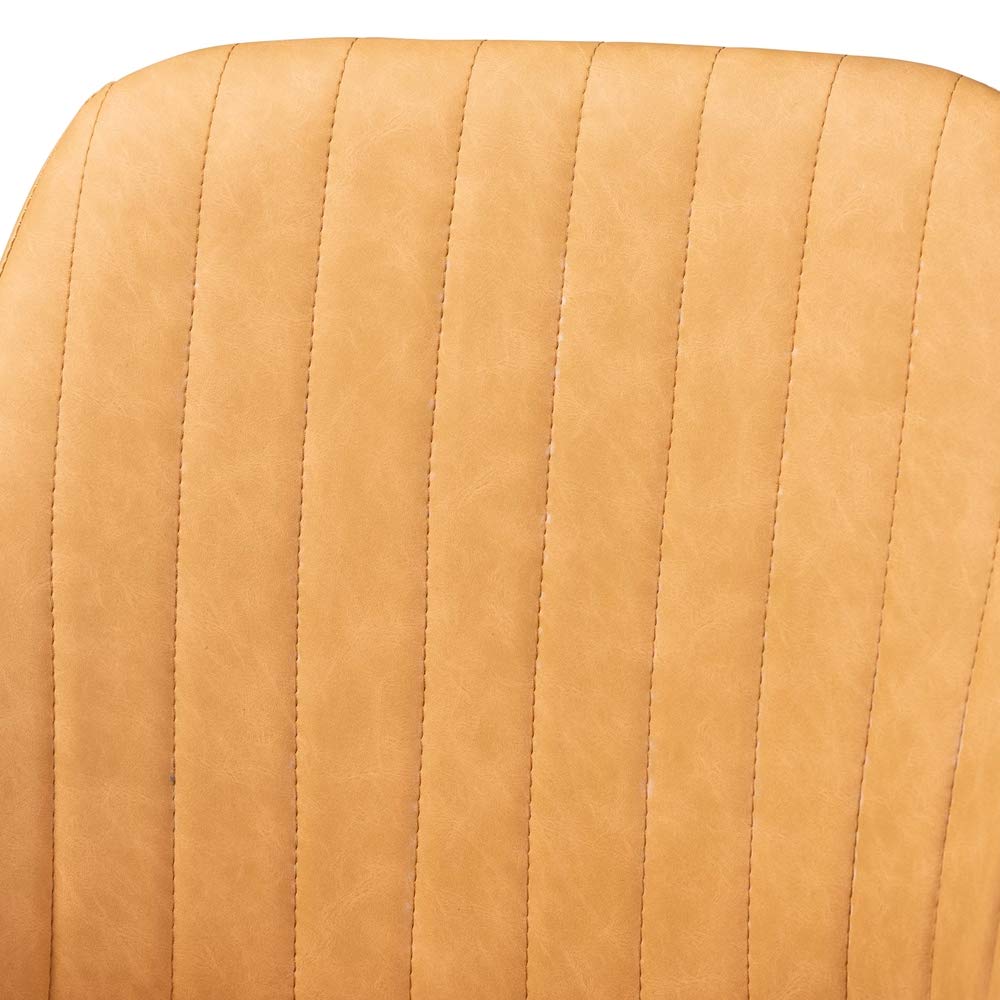 Baxton Studio Walter Mid-Century Contemporary Tan Faux Leather Upholstered and Black Metal 4-Piece Bar Stool Set