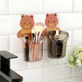 Tortoise Zone Teddy Bear Toothbrush Holder for Kids Bathroom | Cute Wall Mounted Toothbrush Stand with Self Adhesive Sticker | T