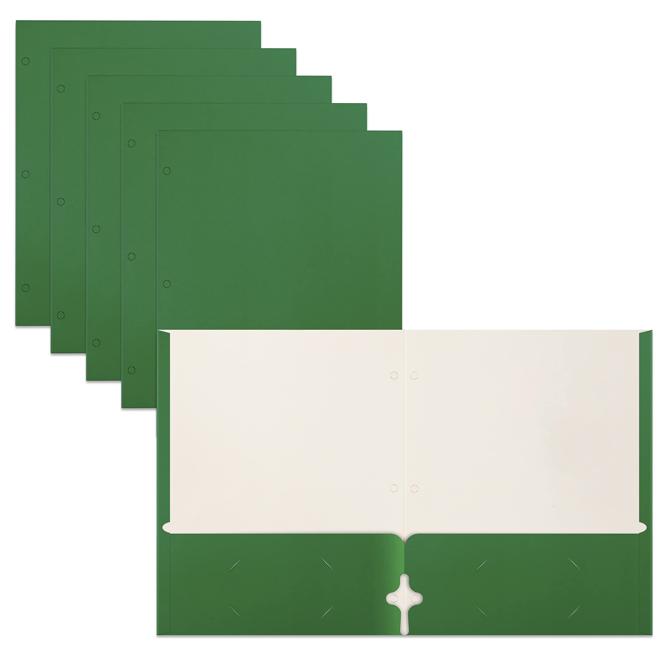 Better Office Products Two Pocket Portfolio Folders, 50-Pack, Green, Letter Size Paper Folders, 50 Pieces, Green