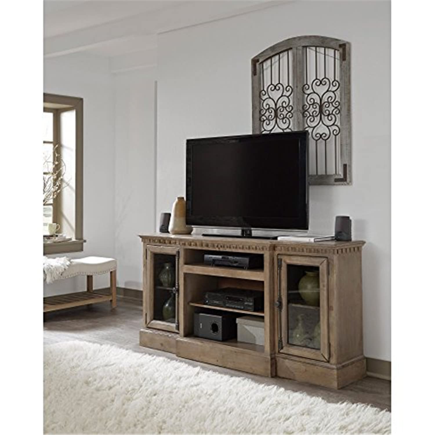 Progressive Furniture 74 In. Tv Console In Antique Mist Finish