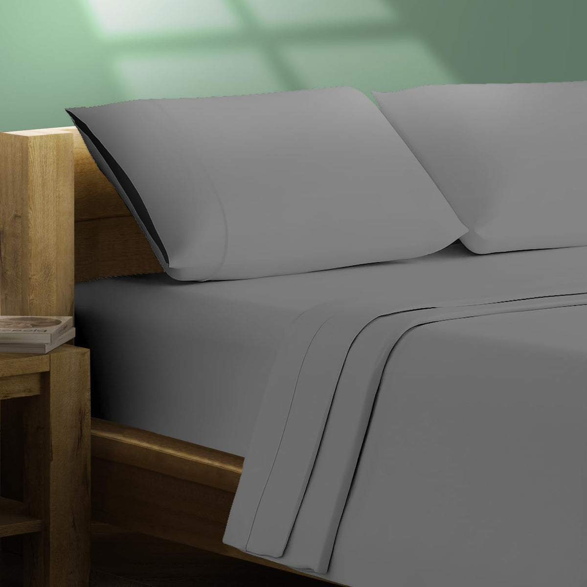 Texas Linen Co. 100% Organic Cotton Percale Sheets California King Size - Dark Grey Cotton Percale Sheets California King, 4 Pc