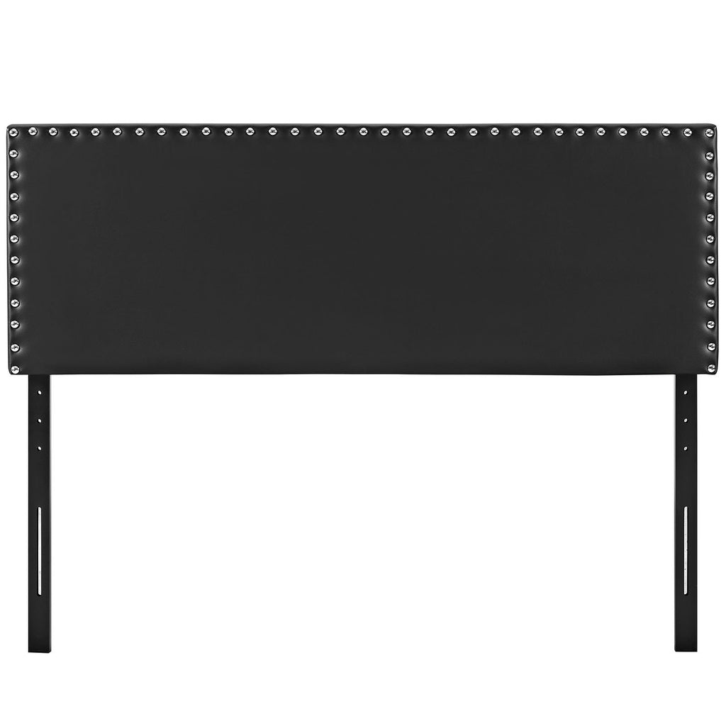 Modway Phoebe Faux Leather Upholstered King Headboard in Black with Nailhead Trim