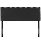 Modway Phoebe Faux Leather Upholstered King Headboard in Black with Nailhead Trim