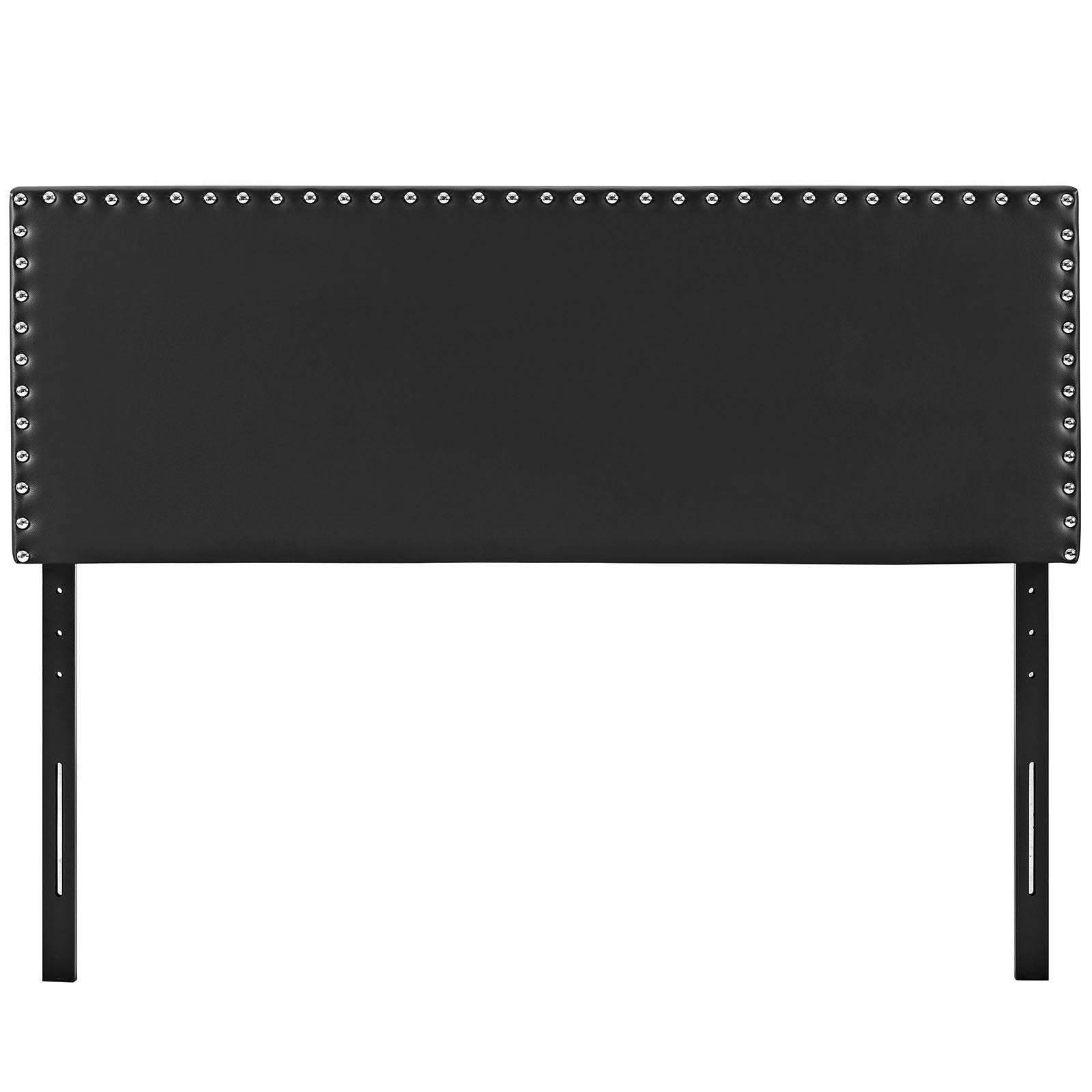 CasaFoyer  Phoebe King Headboard | Minimalist Design | Faux Leather Upholstery | Silver Nail Button Trim | Solid Wood Frame | Adjustable Legs