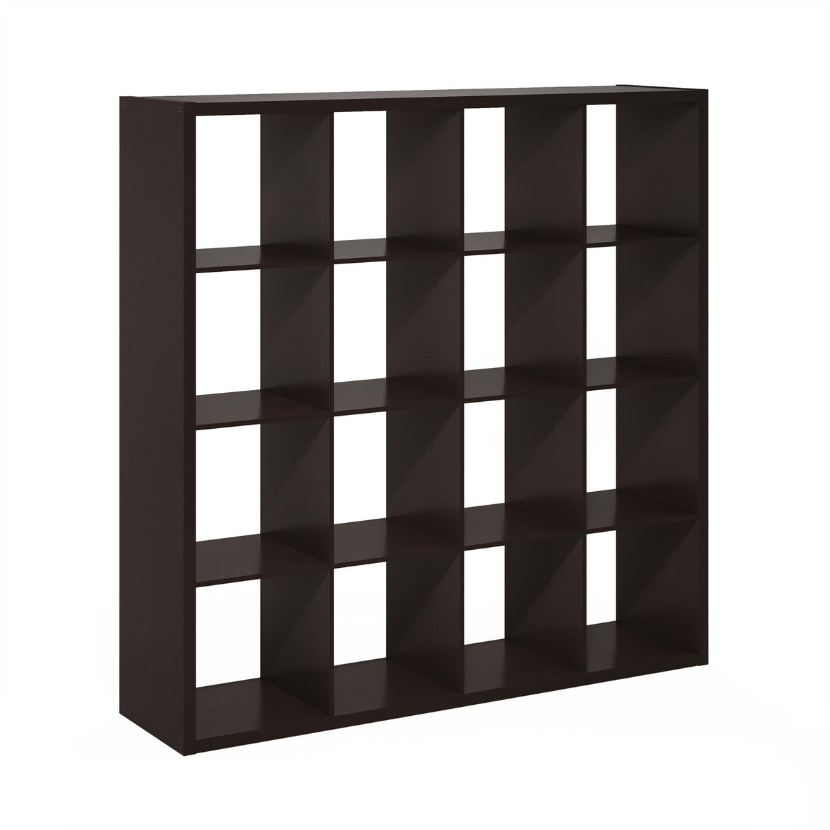 Furinno Cubicle Open Back Decorative Cube Storage Organizer, 16-Cube, Dark Oak