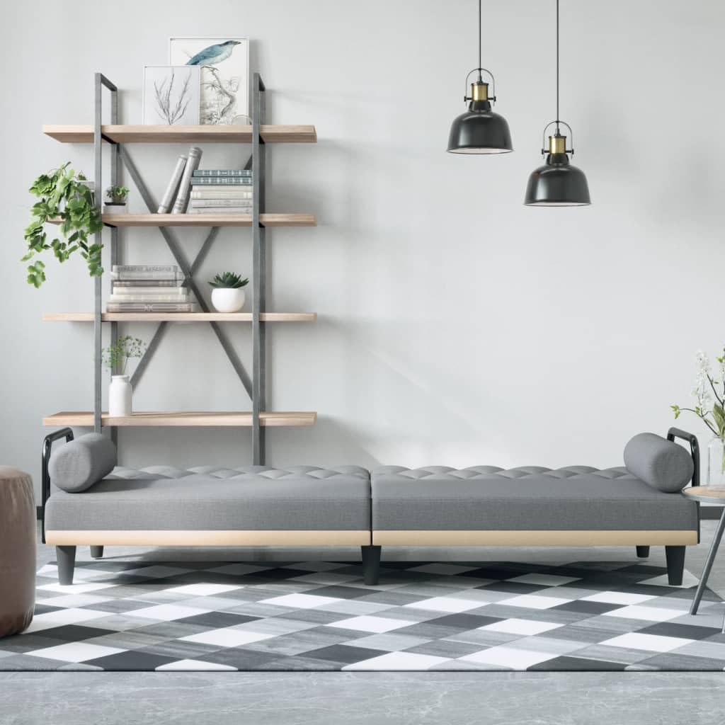 vidaXL Contemporary Light Gray Fabric Sofa Bed - Convenient Armrest Design, Foam Filling, Versatile Functionality, Plywood Construction | Modern Design