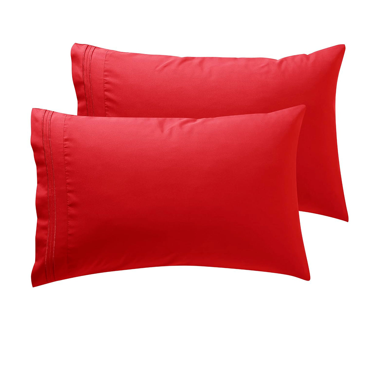 Nestl Red King Pillow Cases 2 - Soft King Size Pillow Case, 1800 Brushed Microfiber Pillowcases, Envelope Closure Pillowcase, Ki