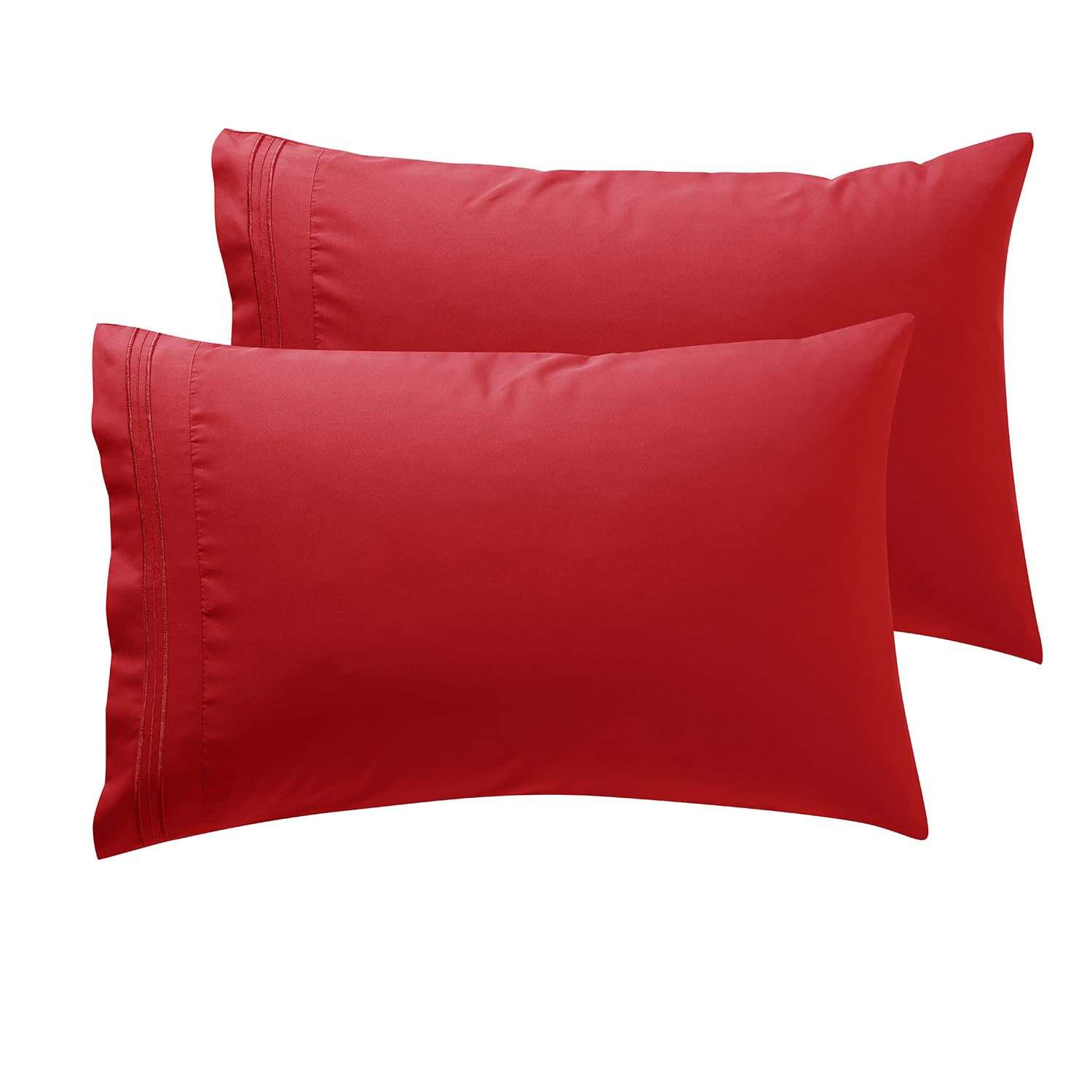 Nestl Red King Pillow Cases 2 - Soft King Size Pillow Case, 1800 Brushed Microfiber Pillowcases, Envelope Closure Pillowcase, Ki