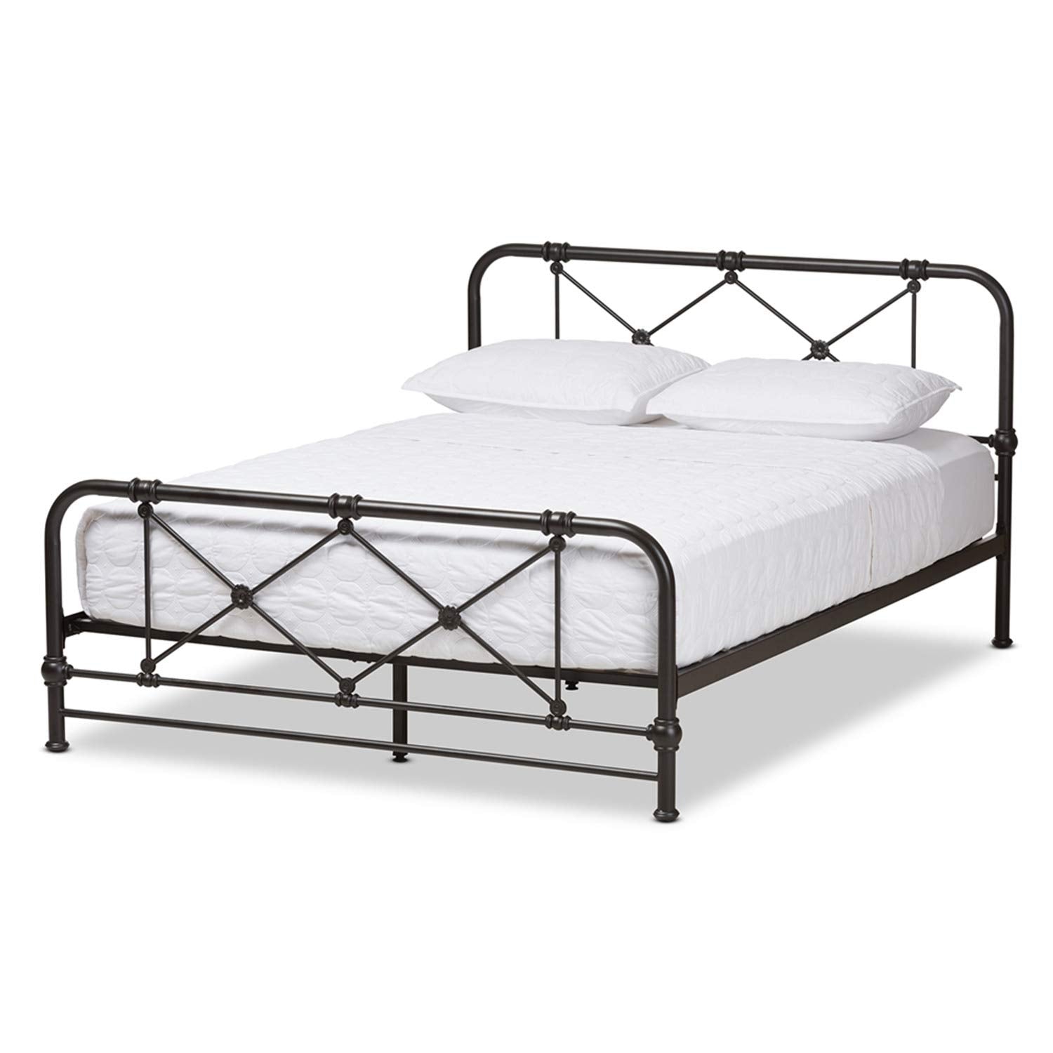 Baxton Studio Beatrice Modern and Contemporary Stippled Black Finished Metal Queen Size Platform Bed Black//Metal/Contemporary