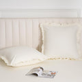 100% Washed Cotton Euro Shams with Ruffle, 2 Pack 26'' x 26'' Cotton Euro Sham Pillow Covers, No Insert, Ultra Soft Decorative F