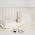 100% Washed Cotton Euro Shams with Ruffle, 2 Pack 26'' x 26'' Cotton Euro Sham Pillow Covers, No Insert, Ultra Soft Decorative F