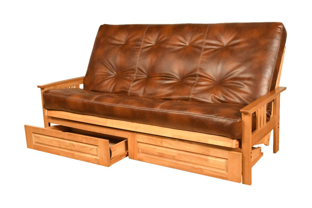 Kodiak Furniture Monterey Butternut Queen-Size Storage Futon And Brown Mattress