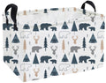 Essme Rectangular Kids Baskets,Bear Storage Basket with Handles for Boys Room Decor, Woodland Box,Cute Storage Bin(Bear)