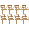vidaXL 8X Solid Teak Wood Batavia Chairs Outdoor Patio Balcony Backyard Terrace Lounge Dinner Dining Seating Wooden Yard Home Furniture