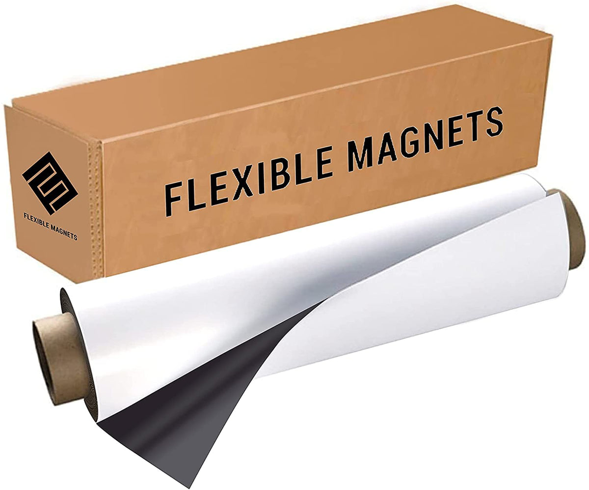 Flexible Vinyl Roll Of Magnet Sheets - White, Super Strong & Ideal For Crafts - Commercial Inkjet Printable (24' X 25 Feet X 30