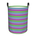 Large Laundry Basket, Purple Green Blue Striped Waterproof Foldable Laundry Hamper, Collapsible Dirty Clothes Storage Organizer 