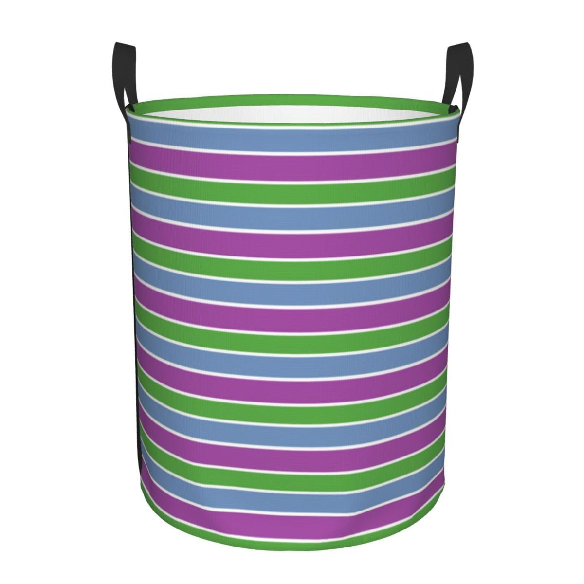 Large Laundry Basket, Purple Green Blue Striped Waterproof Foldable Laundry Hamper, Collapsible Dirty Clothes Storage Organizer 