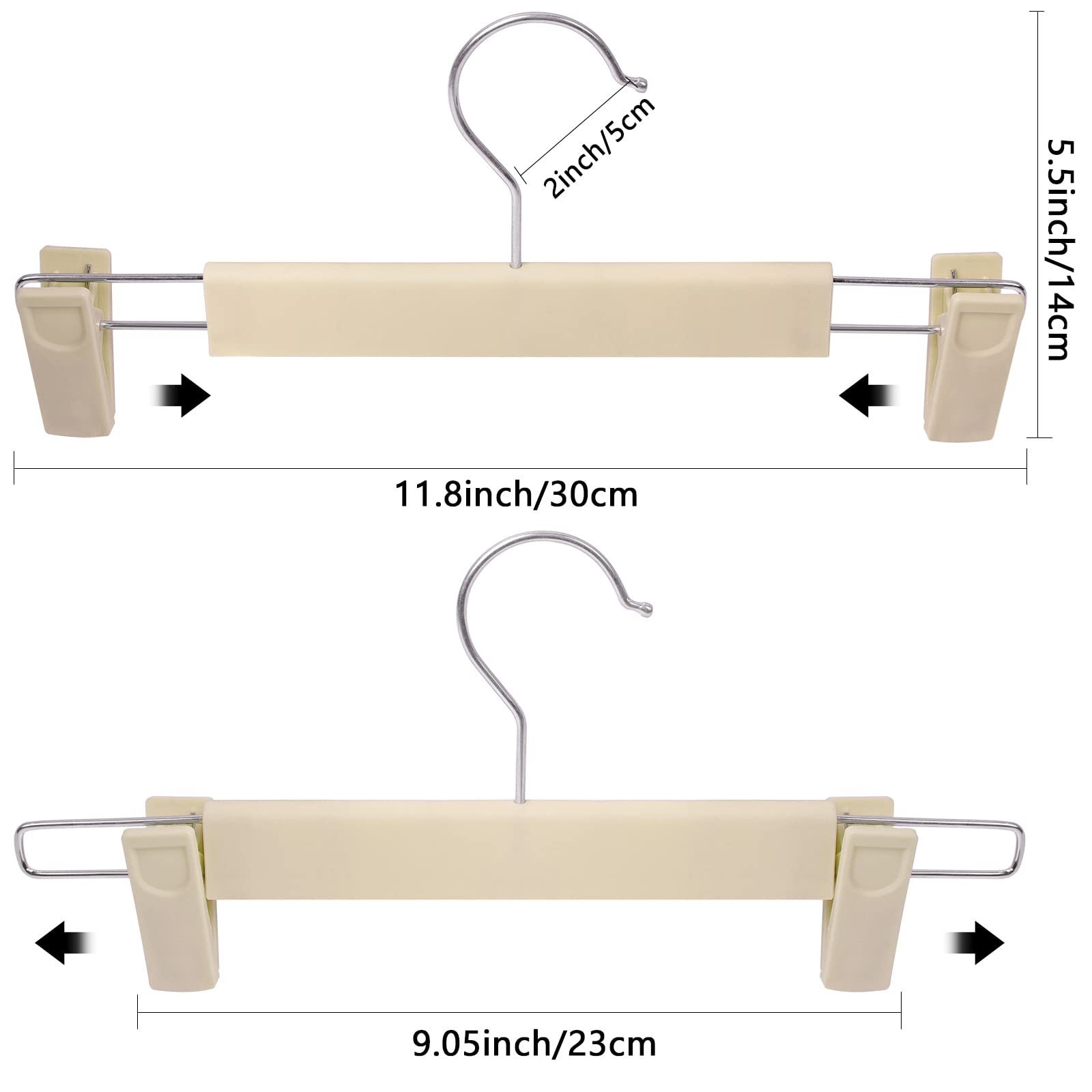 Pants Hangers With Clips Skirt Hangers For Women Plastic Clip Hangers For Pants Clothes Hangers (50Pack, Khaki)
