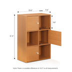 Furinno Pasir 3 Tier Shelf with 3 Door/Round Handle, Steam Beech