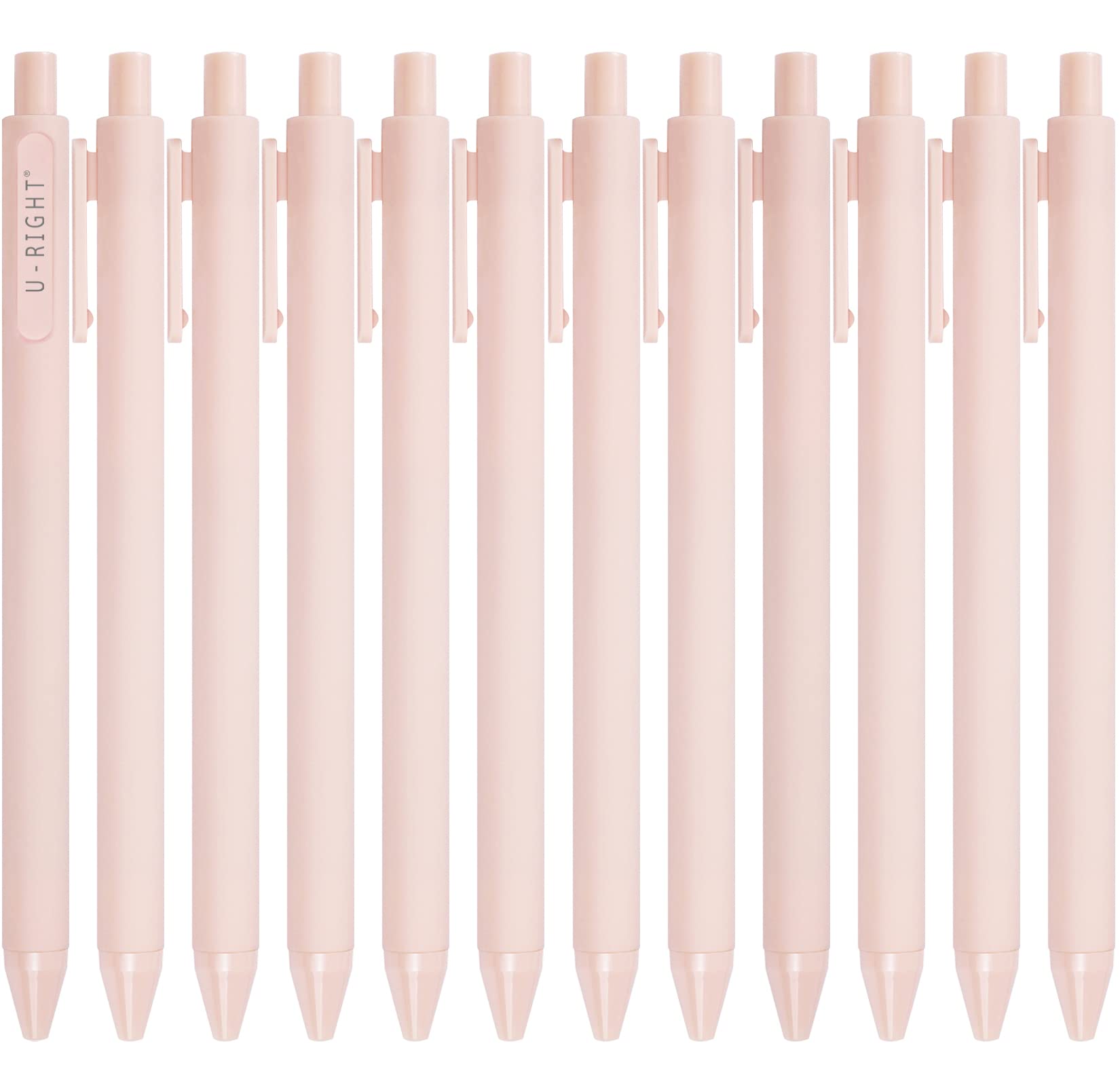 U-Right 12 Pcs Gel Ink Pens Black Ink 0.5 Mm Fine Point Smooth Writing Cute Pens For Office School (Pale Dogwood)